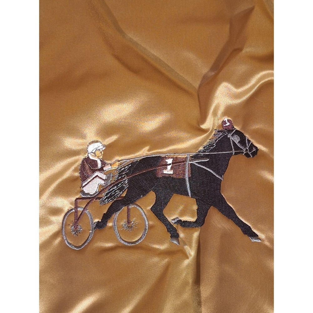 GAME Sportswear Mens Nylon Bomber Jacket XXL Harness Racing Horse Gold USA 81864 - Picture 4 of 16